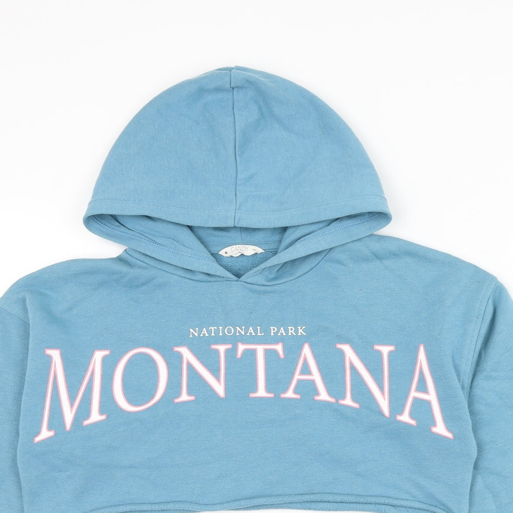 Matalan Girls Blue Cotton Pullover Hoodie Size 10 Years Pullover - Montana National Park