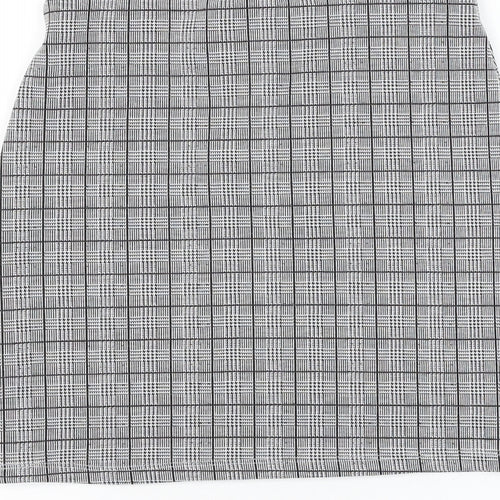 New Look Girls Grey Check Polyester Straight & Pencil Skirt Size 12-13 Years Regular Zip