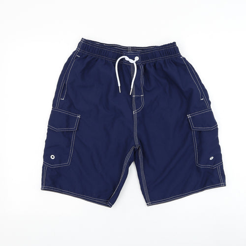Milankerr Mens Blue Polyester Sweat Shorts Size M L9 in Regular Drawstring - Swimwear