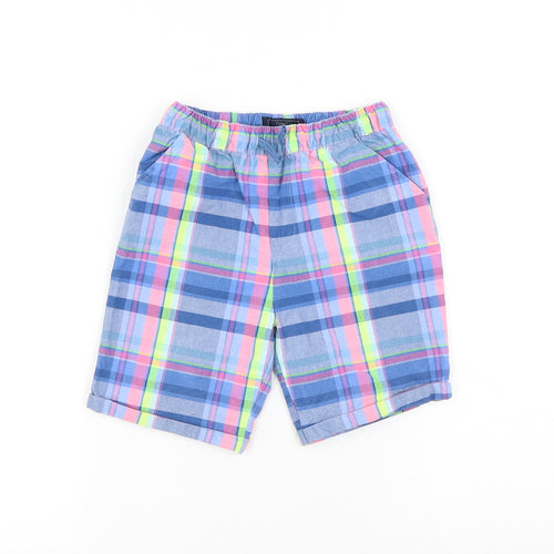 NEXT Boys Multicoloured Plaid Cotton Chino Shorts Size 5-6 Years Regular Drawstring