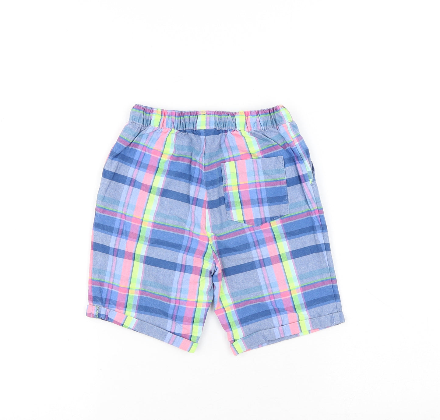 NEXT Boys Multicoloured Plaid Cotton Chino Shorts Size 5-6 Years Regular Drawstring