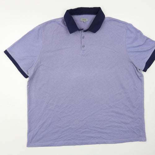 George Mens Blue Cotton Polo Size 2XL Collared Button