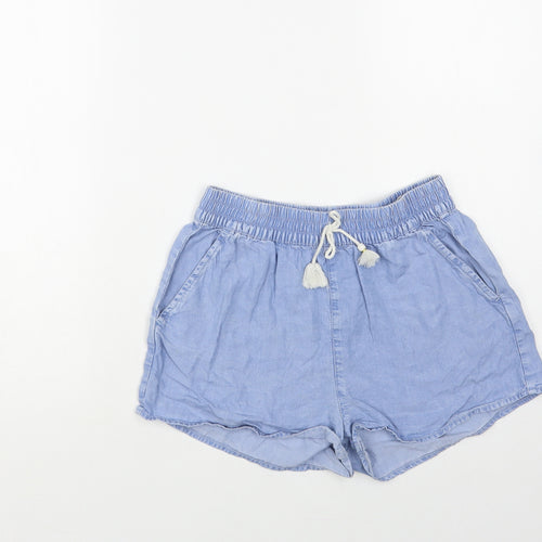 H&M Girls Blue Lyocell Bermuda Shorts Size 11-12 Years Regular Drawstring