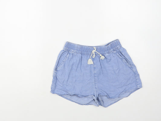 H&M Girls Blue Lyocell Bermuda Shorts Size 11-12 Years Regular Drawstring