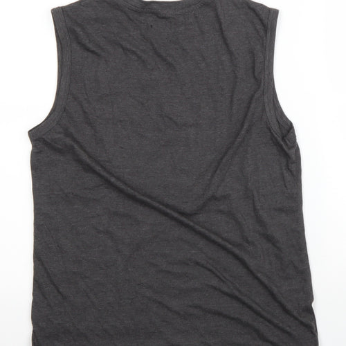 Pierre Cardin Mens Grey Cotton Basic Tank Size S Round Neck Pullover - Logo