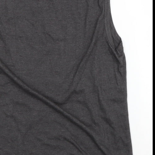 Pierre Cardin Mens Grey Cotton Basic Tank Size S Round Neck Pullover - Logo