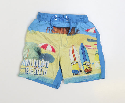 TU Boys Blue Polyester Sweat Shorts Size 4 Years Regular Drawstring - Minions Swimwear