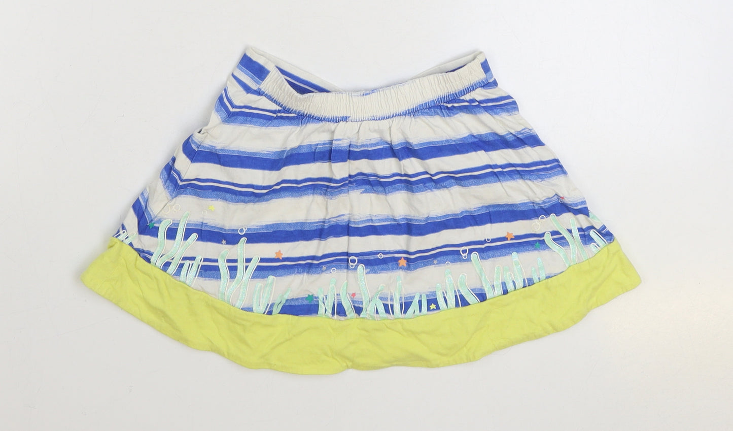 Marks and Spencer Girls Multicoloured Striped 100% Cotton Skater Skirt Size 3-4 Years Regular Pull On - Peppa Pig