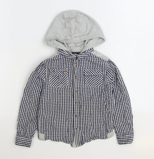 F&F Boys Blue Gingham Jacket Size 6-7 Years Button - Shirt