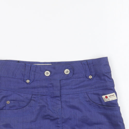 Nono Girls Blue Cotton Mini Skirt Size 8 Years Regular Button