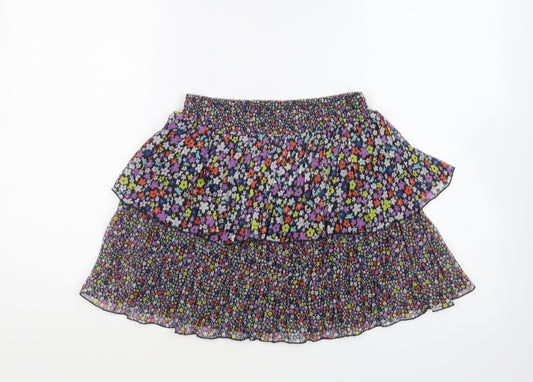 F&F Girls Multicoloured Floral Polyester Skater Skirt Size 8-9 Years Regular Pull On