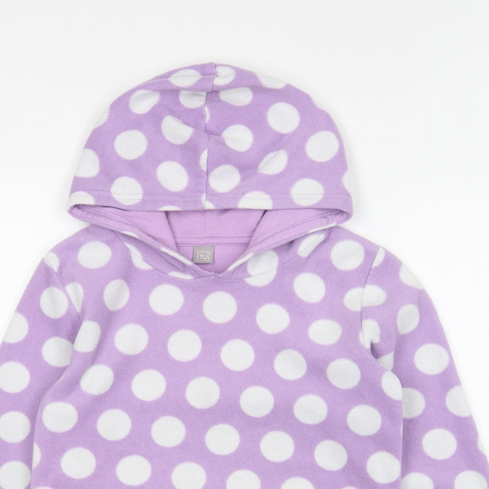 TU Girls Purple Polka Dot Cotton Pullover Hoodie Size 10 Years Pullover
