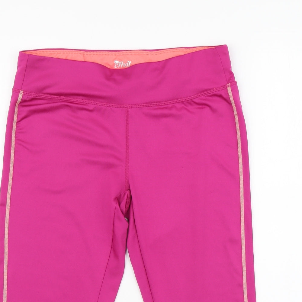 Crivit Womens Pink Polyester Cropped Leggings Size M L16 in Regular Buckle