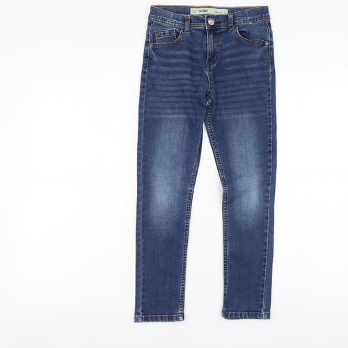 Denim & Co. Girls Blue Cotton Skinny Jeans Size 9-10 Years Regular Button