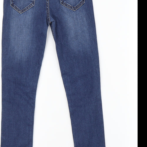 Denim & Co. Girls Blue Cotton Skinny Jeans Size 9-10 Years Regular Button