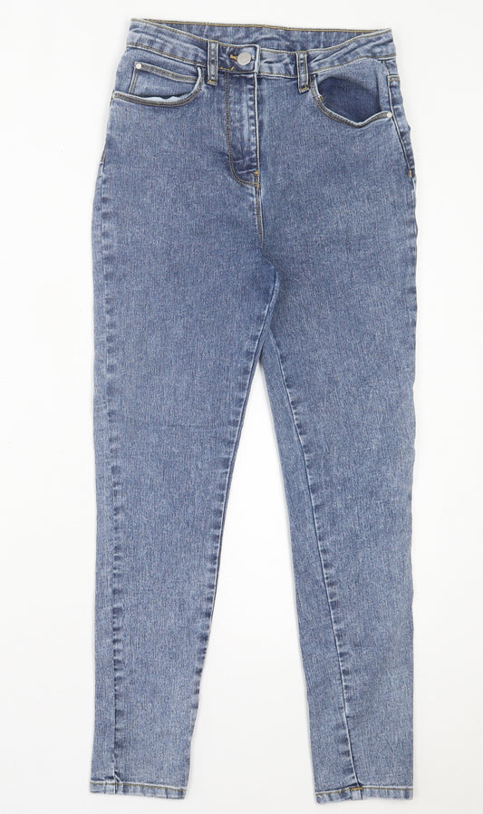 Matalan Girls Blue Cotton Skinny Jeans Size 12 Years Regular Button
