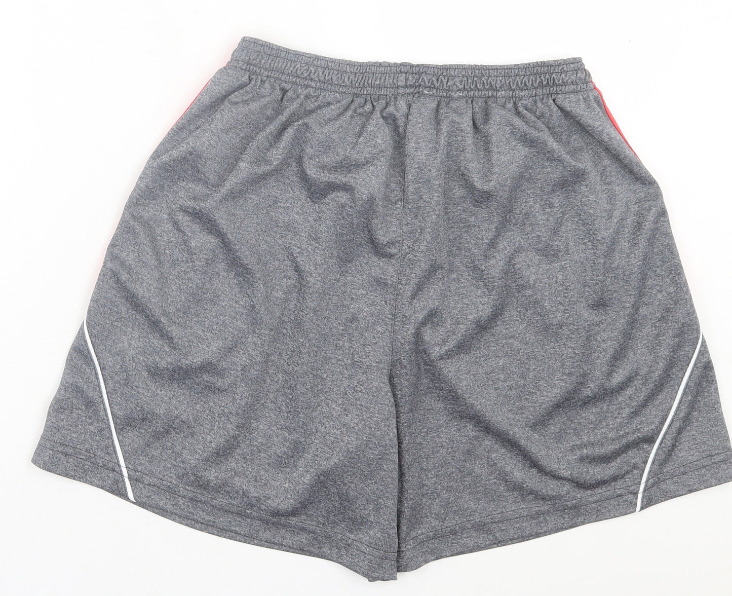 ONeills Mens Grey Striped Polyester Sweat Shorts Size S Regular Drawstring -