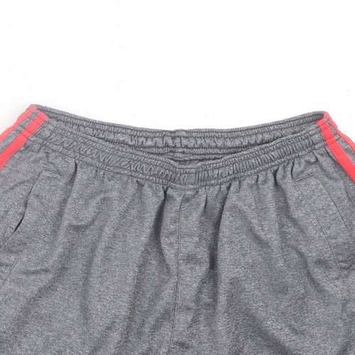 ONeills Mens Grey Striped Polyester Sweat Shorts Size S Regular Drawstring -
