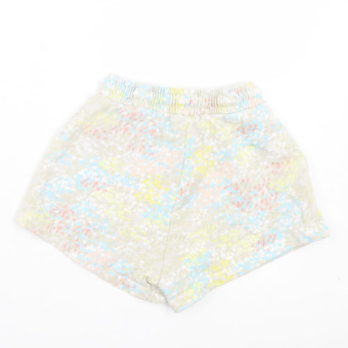 Leigh Tucker Girls Multicoloured Geometric Cotton Sweat Shorts Size 9-10 Years Regular Drawstring