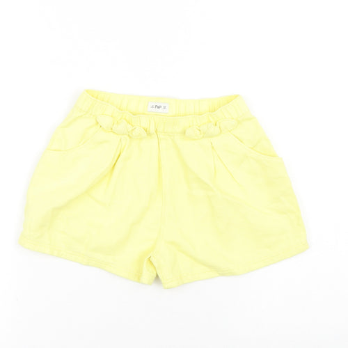 F&F Girls Yellow Cotton Bermuda Shorts Size 4-5 Years Regular