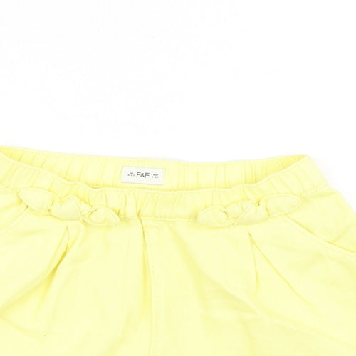 F&F Girls Yellow Cotton Bermuda Shorts Size 4-5 Years Regular
