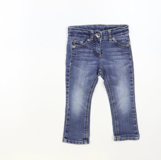 Benetton Boys Blue Cotton Straight Jeans Size 2 Years Regular Button