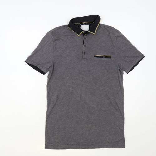 Nineteen Twenty Two Mens Grey Cotton Polo Size S Collared Button