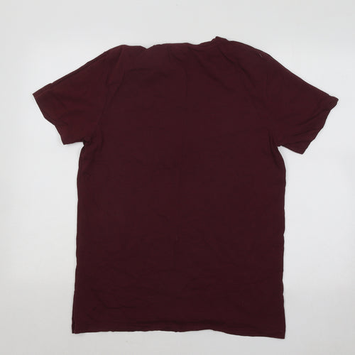 JACK & JONES Mens Purple Cotton T-Shirt Size L Round Neck