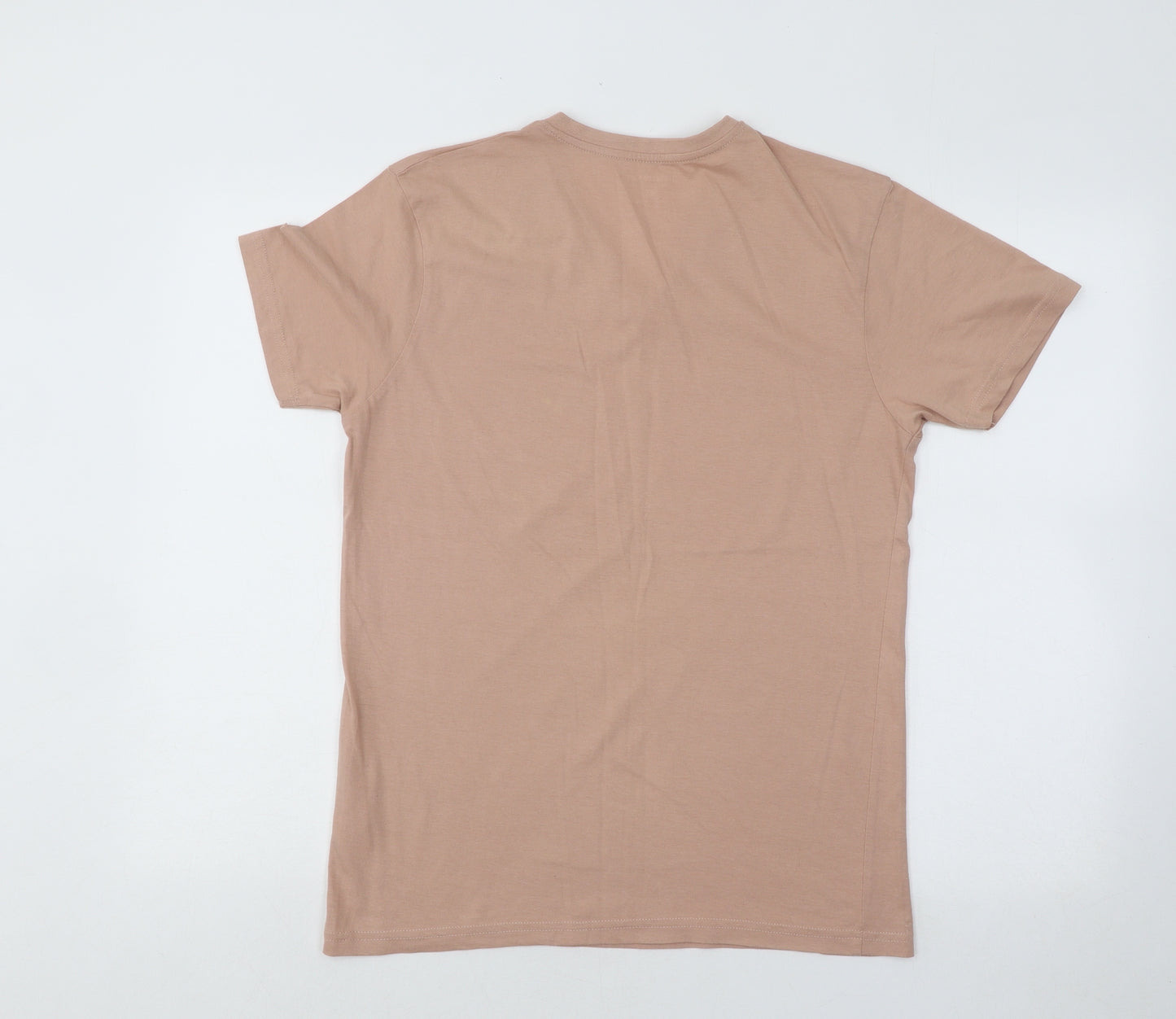 Cedar Wood State Mens Beige Cotton T-Shirt Size S V-Neck
