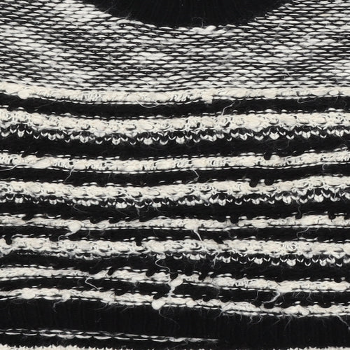 Matalan Girls Black Mock Neck Striped Acrylic Pullover Jumper Size 9 Years