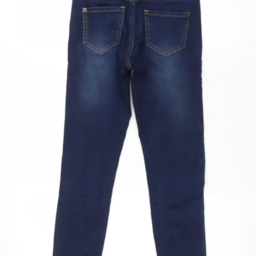 New Look Girls Blue Cotton Skinny Jeans Size 10 Years L24 in Regular Zip