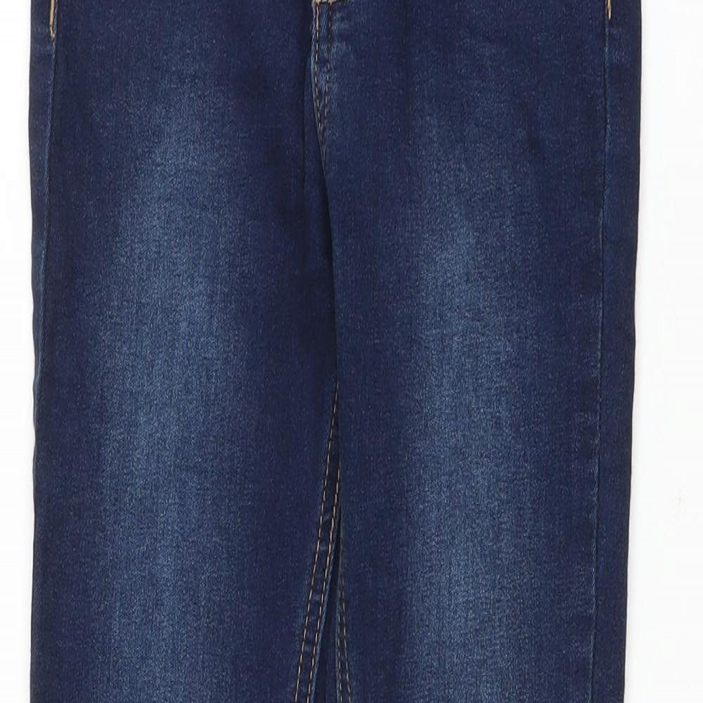 New Look Girls Blue Cotton Skinny Jeans Size 10 Years L24 in Regular Zip