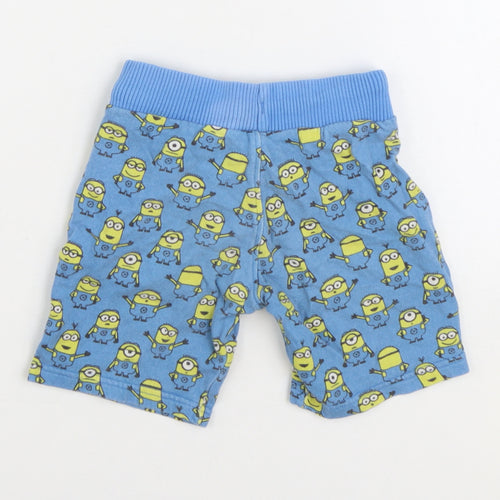 Despicable Me Boys Blue Geometric 100% Cotton Sweat Shorts Size 2-3 Years Regular Drawstring - Mionions