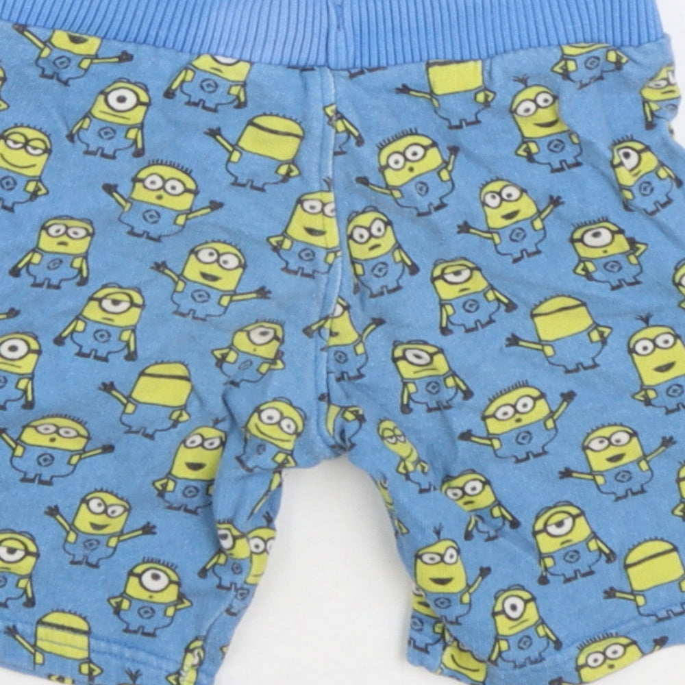 Despicable Me Boys Blue Geometric 100% Cotton Sweat Shorts Size 2-3 Years Regular Drawstring - Mionions