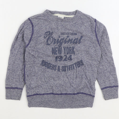 F&F Boys Blue Cotton Pullover Sweatshirt Size 5-6 Years Pullover - New York