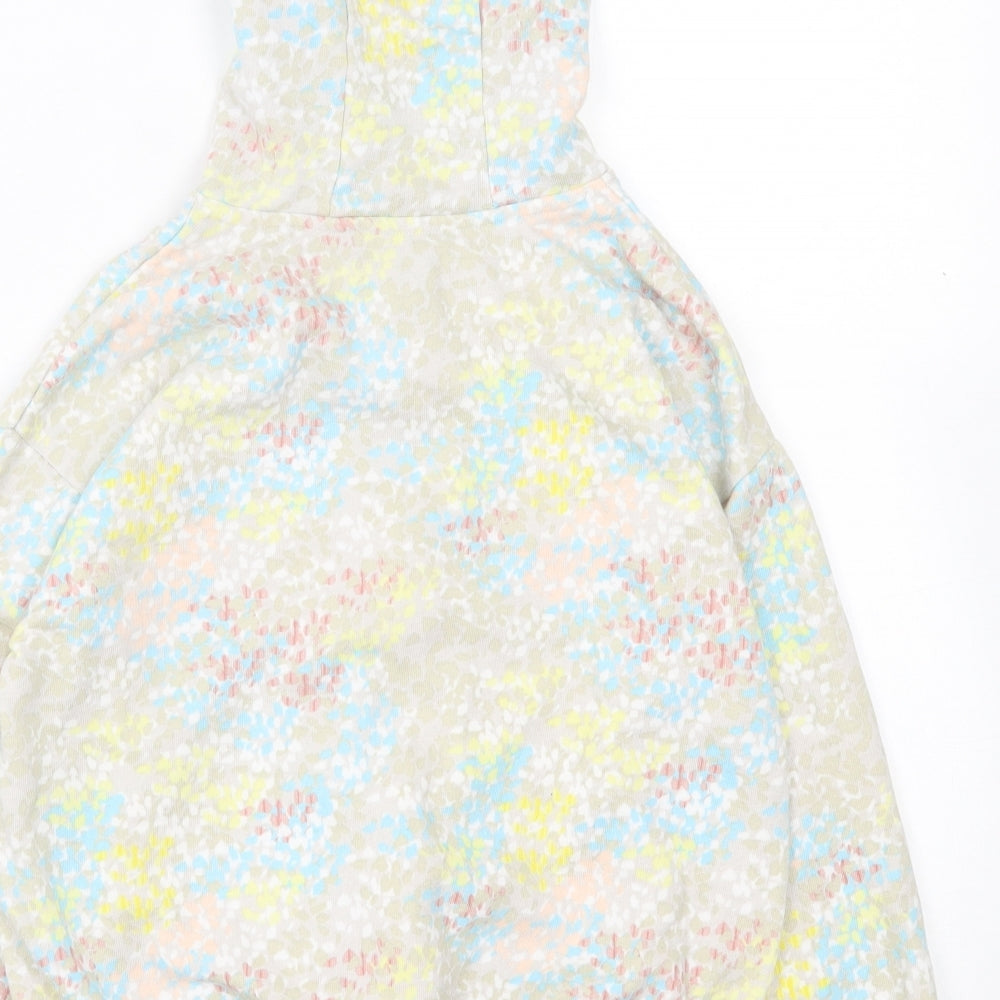 Leigh Tucker Girls Multicoloured Geometric Cotton Full Zip Hoodie Size 9-10 Years Zip