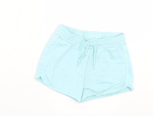 Dunnes Stores Girls Blue Cotton Sweat Shorts Size 9-10 Years Regular Tie