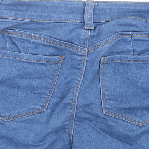 WAX JEAN Womens Blue Cotton Boyfriend Shorts Size S Regular Button