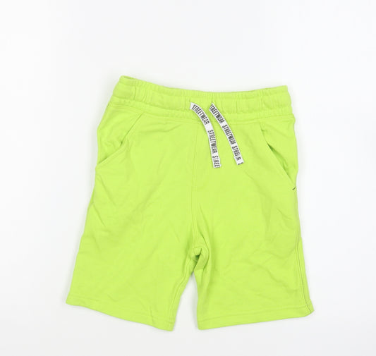 F&F Boys Green Cotton Sweat Shorts Size 6-7 Years Regular Drawstring