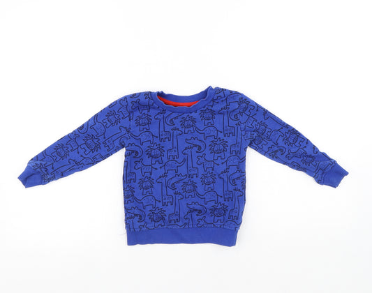 Dunnes Stores Boys Blue Geometric Cotton Pullover Sweatshirt Size 2-3 Years - Animals
