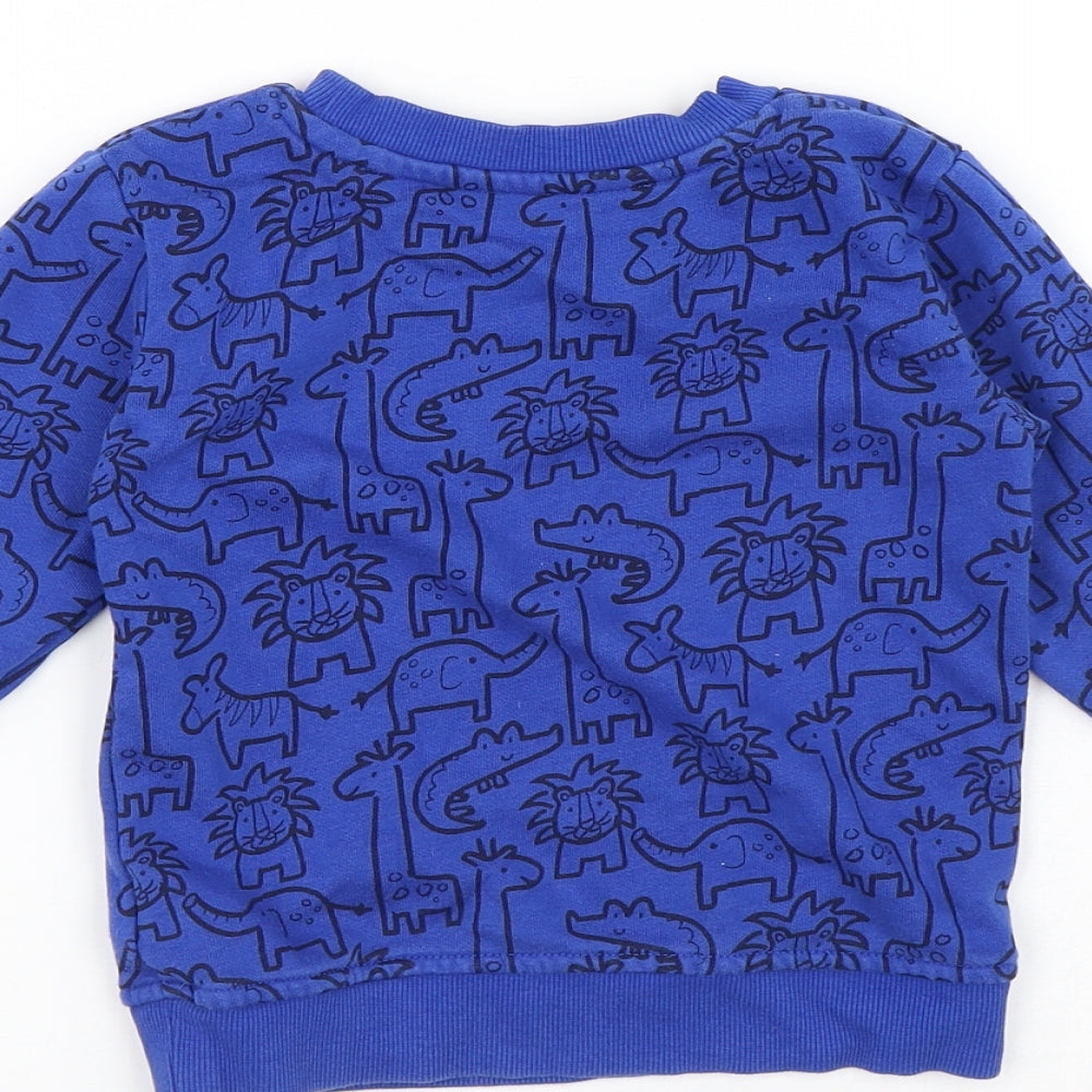 Dunnes Stores Boys Blue Geometric Cotton Pullover Sweatshirt Size 2-3 Years - Animals