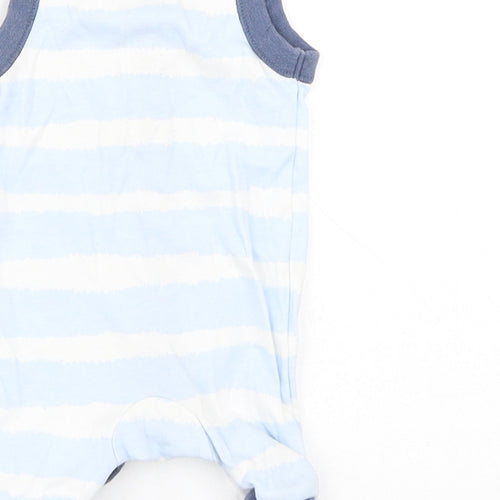 George Boys Blue Striped Cotton Babygrow One-Piece Size 0-3 Months Snap - Animals