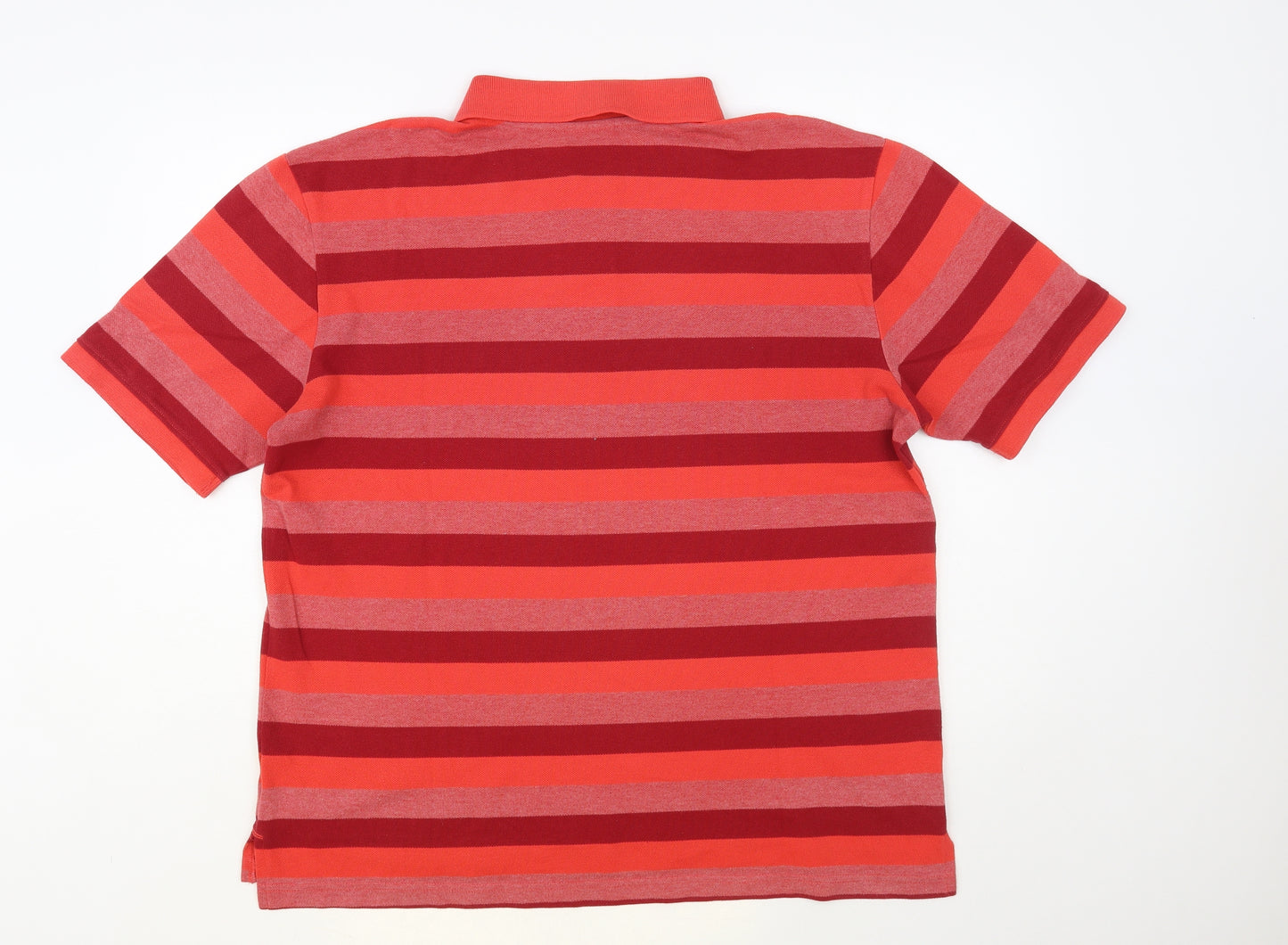 Slazenger Mens Red Striped Cotton Polo Size XL Collared Button