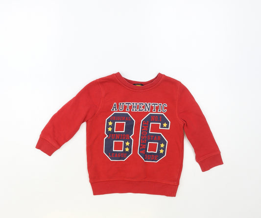 George Boys Red Cotton Pullover Sweatshirt Size 2-3 Years Pullover - Authentic