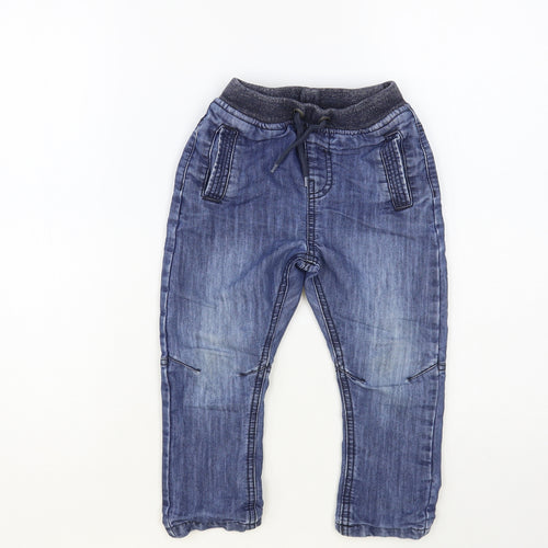 Dunnes Stores Boys Blue Cotton Straight Jeans Size 2-3 Years Regular Drawstring