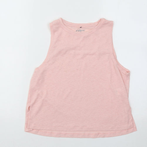 WORKOUT Womens Pink Polyester Basic Tank Size 10 Round Neck Pullover