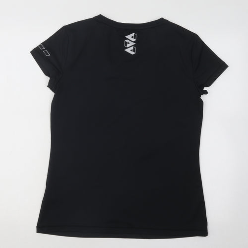 Crivit Womens Black Polyester Basic T-Shirt Size 14 V-Neck Pullover - Keep On Running