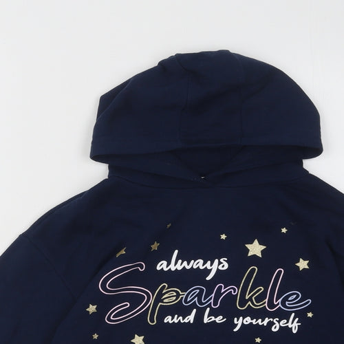 Primark Girls Blue Cotton Pullover Hoodie Size 7-8 Years Pullover - Always Sparkle and Be Yourself