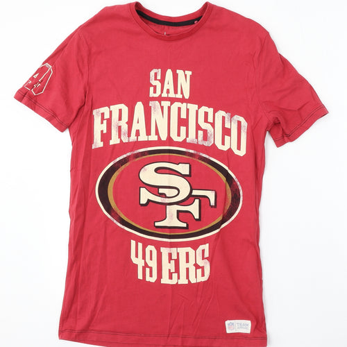 TU Mens Red Cotton T-Shirt Size S Round Neck - San Francisco 49ers
