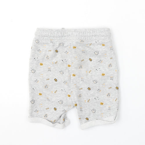 George Boys Grey Geometric Cotton Sweat Shorts Size 4-5 Years Regular Drawstring - Ok
